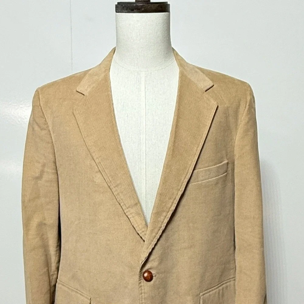 Vintage Levis Corduroy Blazer Mens 44R Tan Elbow‎ Patches Sport Coat Jacket